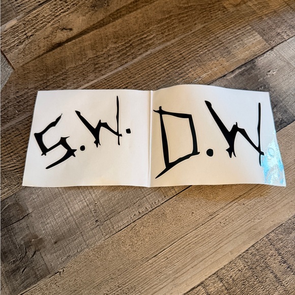 Black Lettering Sticker - S.W. / D.W. Graphic Decal - Picture 2 of 6